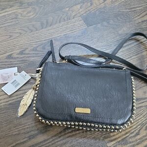Jessica Simpson Black and Gold Crossbody Bag with Chain Detailing